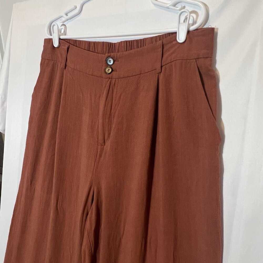 Dokotoo Women’s Linen Pants Casual Loose Wide Leg 2XL Size High Waist Zipper - Picture 12 of 13